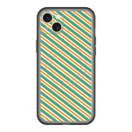 スリムプロテクションプレミアムケース with MagSafe［ Small Stripe - Green × Orange ］