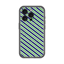 スリムプロテクションプレミアムケース with MagSafe［ Small Stripe - Navy × Green ］