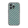 スリムプロテクションプレミアムケース with MagSafe［ Small Stripe - Navy × Green ］