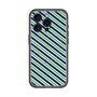 スリムプロテクションプレミアムケース with MagSafe［ Small Stripe - Navy × Green ］