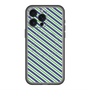 スリムプロテクションプレミアムケース with MagSafe［ Small Stripe - Navy × Green ］