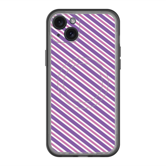 スリムプロテクションプレミアムケース with MagSafe［ Small Stripe - Purple × Pink ］
