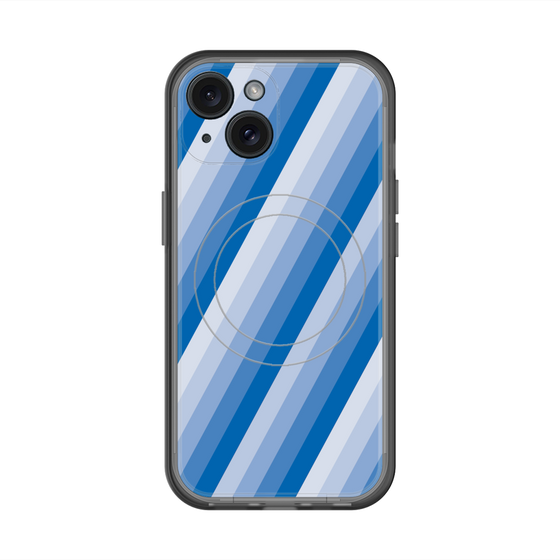 スリムプロテクションプレミアムケース with MagSafe［ Middle Stripe - Blue ］