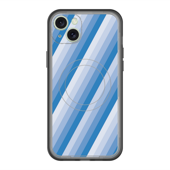 スリムプロテクションプレミアムケース with MagSafe［ Middle Stripe - Blue ］