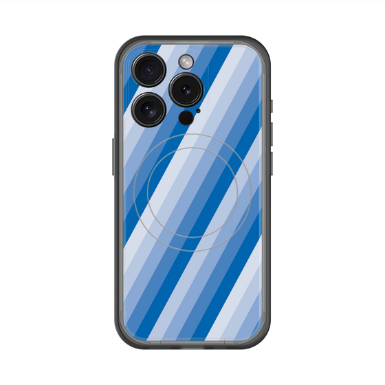スリムプロテクションプレミアムケース with MagSafe［ Middle Stripe - Blue ］