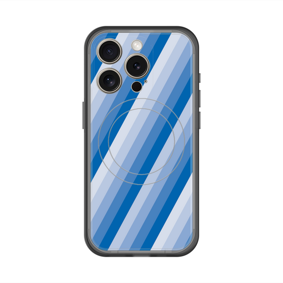 スリムプロテクションプレミアムケース with MagSafe［ Middle Stripe - Blue ］