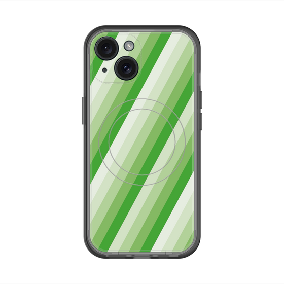 スリムプロテクションプレミアムケース with MagSafe［ Middle Stripe - Green ］
