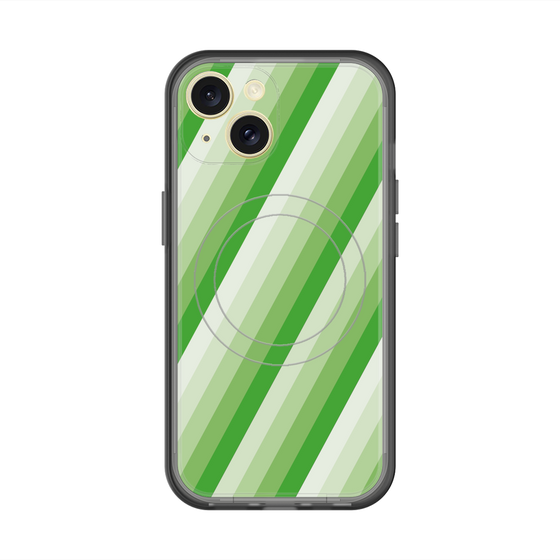 スリムプロテクションプレミアムケース with MagSafe［ Middle Stripe - Green ］