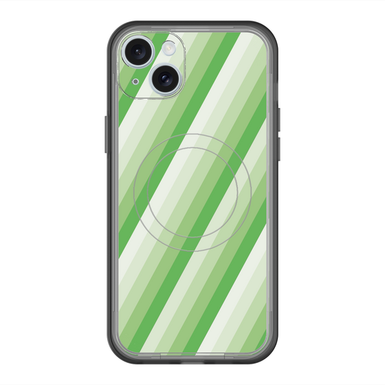 スリムプロテクションプレミアムケース with MagSafe［ Middle Stripe - Green ］