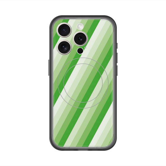 スリムプロテクションプレミアムケース with MagSafe［ Middle Stripe - Green ］