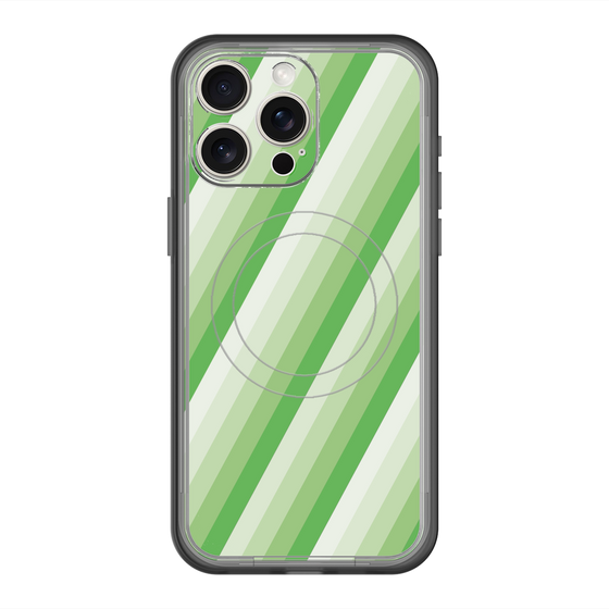 スリムプロテクションプレミアムケース with MagSafe［ Middle Stripe - Green ］