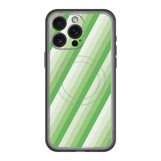 スリムプロテクションプレミアムケース with MagSafe［ Middle Stripe - Green ］