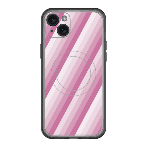 スリムプロテクションプレミアムケース with MagSafe［ Middle Stripe - Pink ］