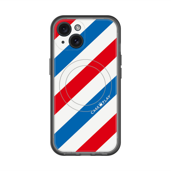 スリムプロテクションプレミアムケース with MagSafe［ Big Stripe - Red × Blue ］