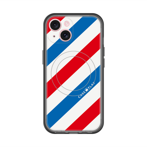 スリムプロテクションプレミアムケース with MagSafe［ Big Stripe - Red × Blue ］