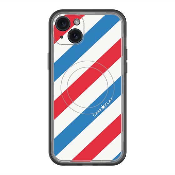 スリムプロテクションプレミアムケース with MagSafe［ Big Stripe - Red × Blue ］