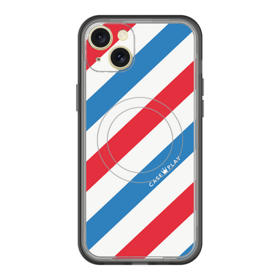 スリムプロテクションプレミアムケース with MagSafe［ Big Stripe - Red × Blue ］