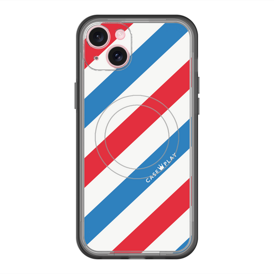 スリムプロテクションプレミアムケース with MagSafe［ Big Stripe - Red × Blue ］