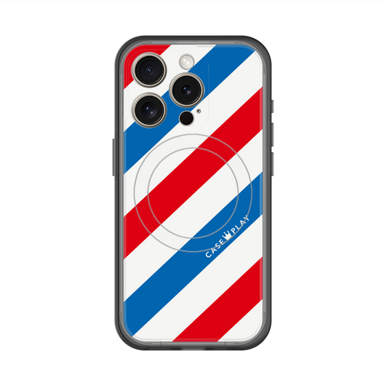 スリムプロテクションプレミアムケース with MagSafe［ Big Stripe - Red × Blue ］