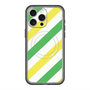 スリムプロテクションプレミアムケース with MagSafe［ Big Stripe - Green × Yellow ］