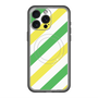 スリムプロテクションプレミアムケース with MagSafe［ Big Stripe - Green × Yellow ］