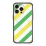 スリムプロテクションプレミアムケース with MagSafe［ Big Stripe - Green × Yellow ］