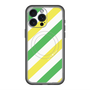 スリムプロテクションプレミアムケース with MagSafe［ Big Stripe - Green × Yellow ］