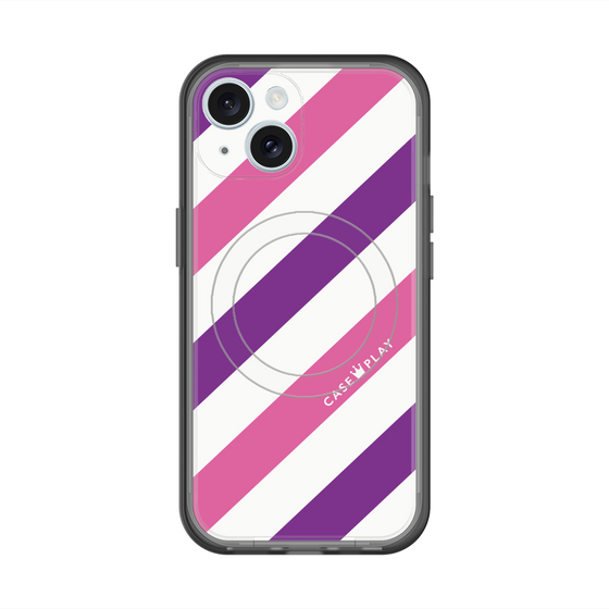 スリムプロテクションプレミアムケース with MagSafe［ Big Stripe - Purple × Pink ］
