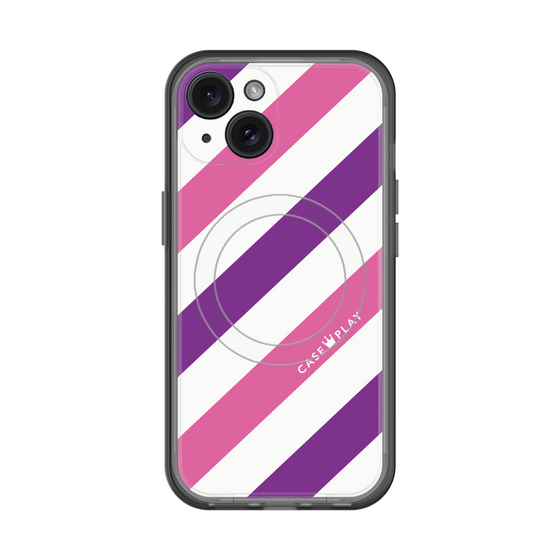 スリムプロテクションプレミアムケース with MagSafe［ Big Stripe - Purple × Pink ］