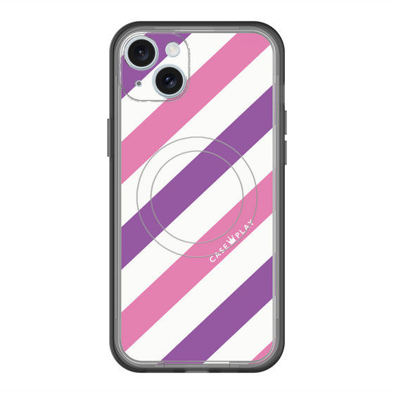 スリムプロテクションプレミアムケース with MagSafe［ Big Stripe - Purple × Pink ］
