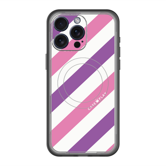 スリムプロテクションプレミアムケース with MagSafe［ Big Stripe - Purple × Pink ］