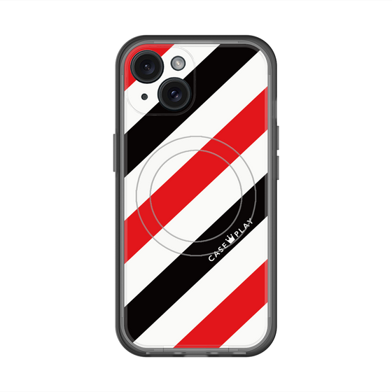 スリムプロテクションプレミアムケース with MagSafe［ Big Stripe - Red × Black ］