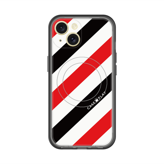スリムプロテクションプレミアムケース with MagSafe［ Big Stripe - Red × Black ］