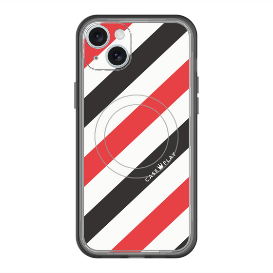 スリムプロテクションプレミアムケース with MagSafe［ Big Stripe - Red × Black ］
