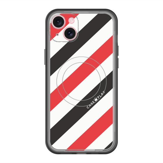 スリムプロテクションプレミアムケース with MagSafe［ Big Stripe - Red × Black ］
