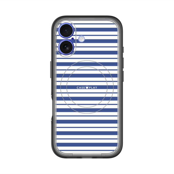 スリムプロテクションプレミアムケース with MagSafe［ Small Border - Navy ］