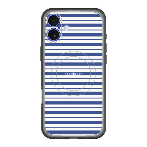 スリムプロテクションプレミアムケース with MagSafe［ Small Border - Navy ］
