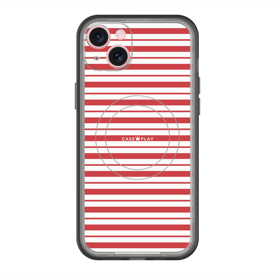 スリムプロテクションプレミアムケース with MagSafe［ Small Border - Red ］