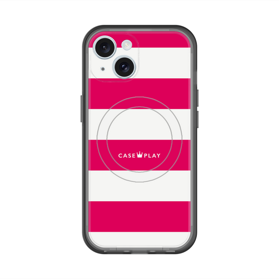 スリムプロテクションプレミアムケース with MagSafe［ Big Border - Pink ］