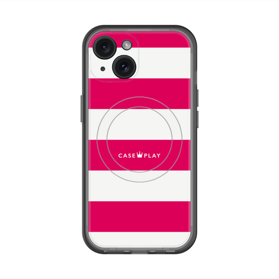 スリムプロテクションプレミアムケース with MagSafe［ Big Border - Pink ］