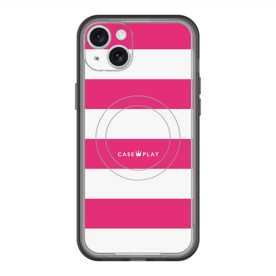 スリムプロテクションプレミアムケース with MagSafe［ Big Border - Pink ］