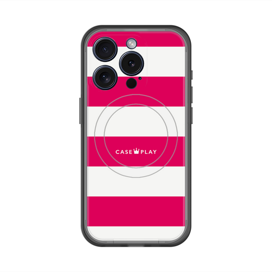 スリムプロテクションプレミアムケース with MagSafe［ Big Border - Pink ］