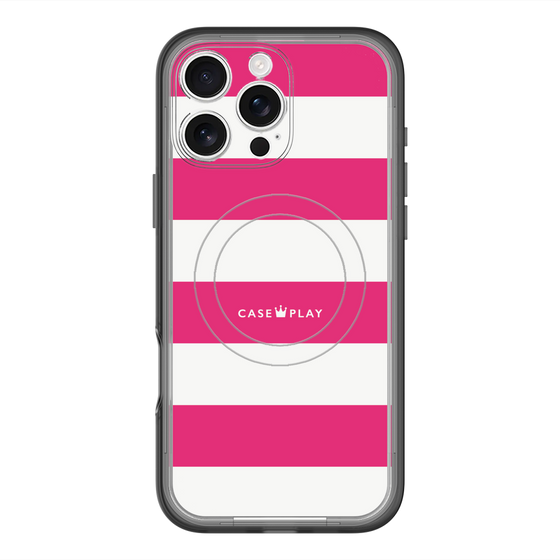 スリムプロテクションプレミアムケース with MagSafe［ Big Border - Pink ］