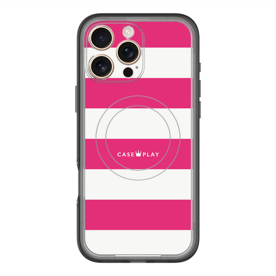 スリムプロテクションプレミアムケース with MagSafe［ Big Border - Pink ］