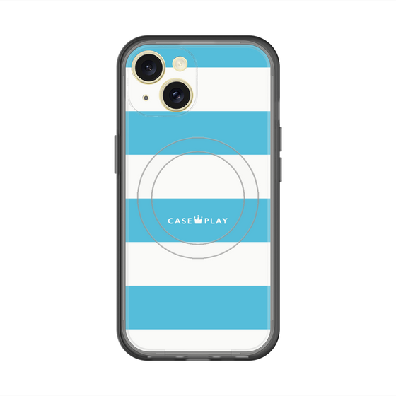 スリムプロテクションプレミアムケース with MagSafe［ Big Border - Blue ］