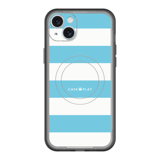 スリムプロテクションプレミアムケース with MagSafe［ Big Border - Blue ］