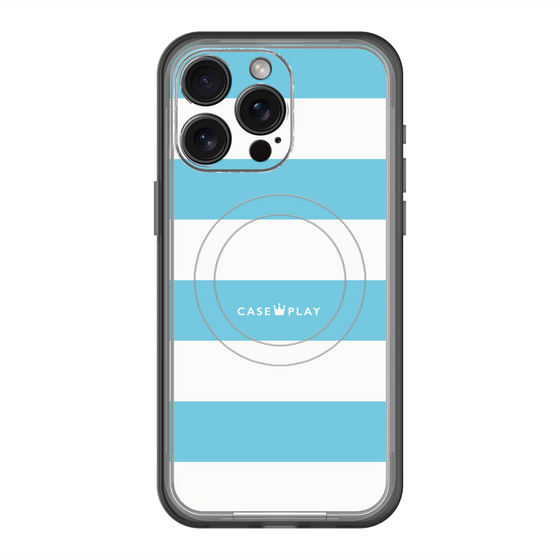 スリムプロテクションプレミアムケース with MagSafe［ Big Border - Blue ］