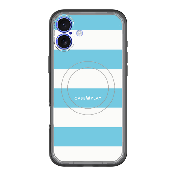スリムプロテクションプレミアムケース with MagSafe［ Big Border - Blue ］
