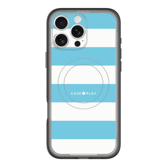 スリムプロテクションプレミアムケース with MagSafe［ Big Border - Blue ］
