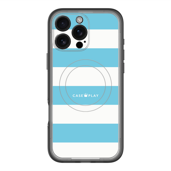 スリムプロテクションプレミアムケース with MagSafe［ Big Border - Blue ］